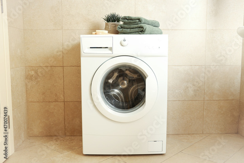 Wallpaper Mural Concept of housework with washing machine in bathroom Torontodigital.ca