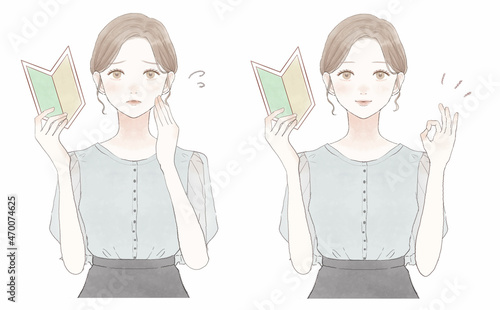 初心者マークを持っている女性のセット