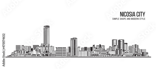 Cityscape Building Abstract Simple shape and modern style art Vector design - Nicosia city