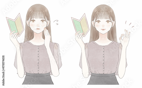 初心者マークを持っている女性のセット