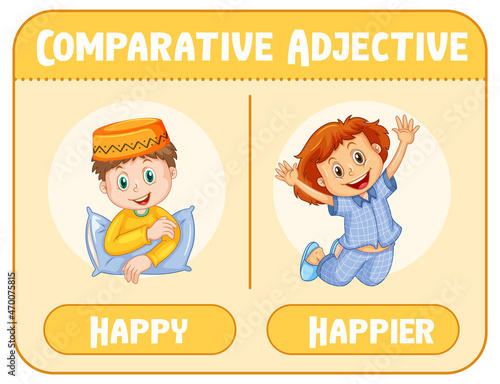 Comparative adjectives for word happy