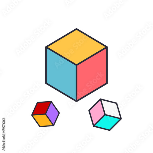Free Download Geometric isometric cubes. The idea of a cube. Design concept of object elements. Vector flat illustration isolated. - GFXLoad