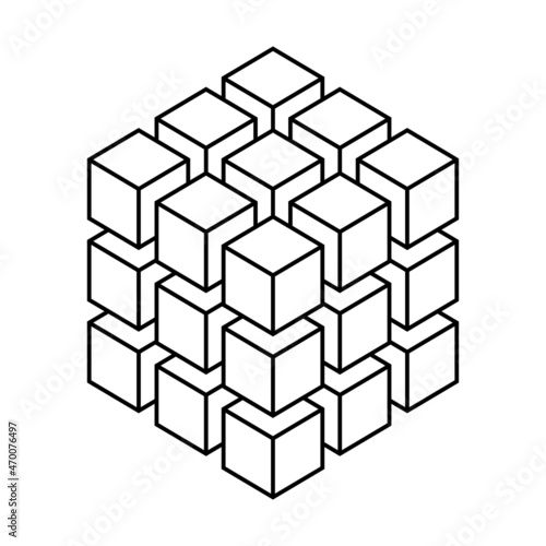 Geometric isometric cubes. The idea of a cube. Design concept of object elements. Vector flat illustration isolated.