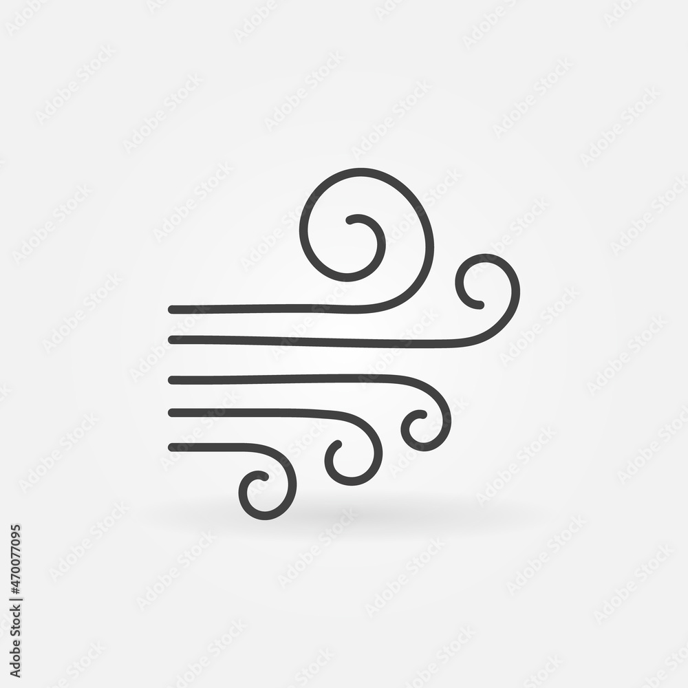 Wind hand drawn outline vector concept icon or sign Wind hand drawn outline vector concept icon or sign