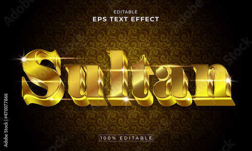 Sultan Golden Luxury editable 3d text effect. Cartoon Layer Style vector