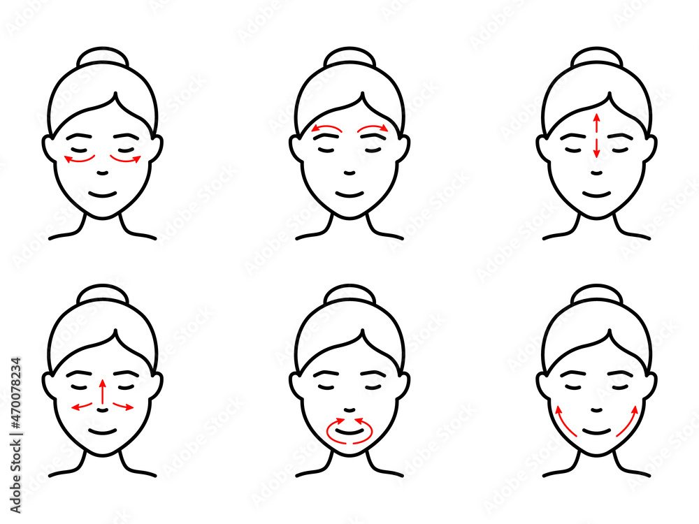 Technique of Facial Massage Line Icon. Anti Aging Self Face Massage with Arrow Pictogram. Girl Beauty Treatment, Skin Care Procedure Outline Icon. Editable Stroke. Isolated Vector Illustration Technique of Facial Massage Line Icon. Anti Aging Self Face Massage with Arrow Pictogram. Girl Beauty Treatment, Skin Care Procedure Outline Icon. Editable Stroke. Isolated Vector Illustration