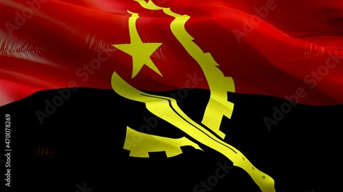 Angolan flag. National 3d Angola flag waving. Sign of Angolan seamless loop animation. Angola flag HD Background. Angolan flag Closeup 1080p Full HD video for presentation. Angolan flags Full HD for V photo