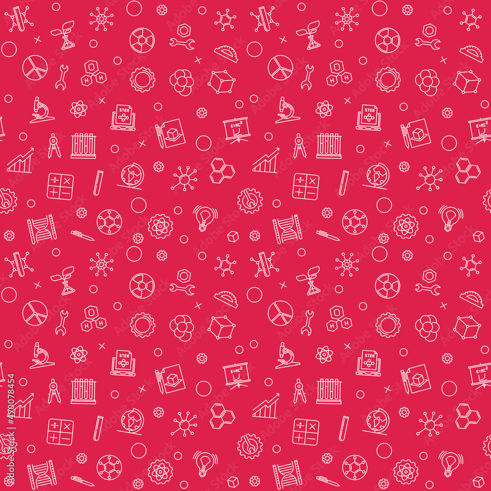 STEM minimal seamless background - vector concept pattern STEM minimal seamless background - vector concept pattern