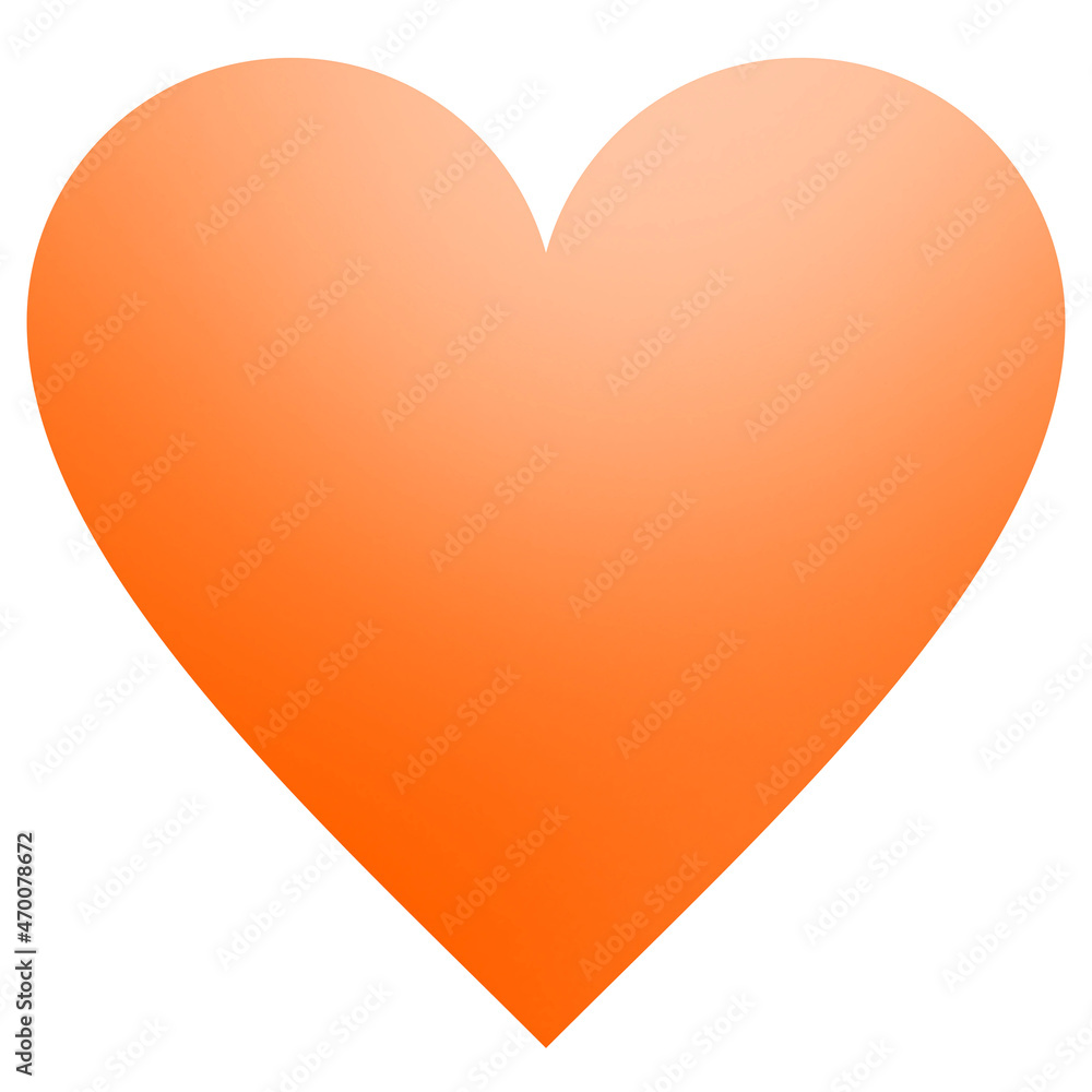 Heart shape - orange glossy sign symbol icon - 3d