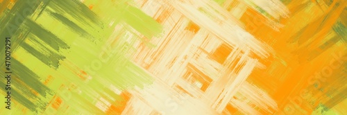Abstract background painting art with green, orange and beige paint brush for December sale poster, banner, website, phone case design.