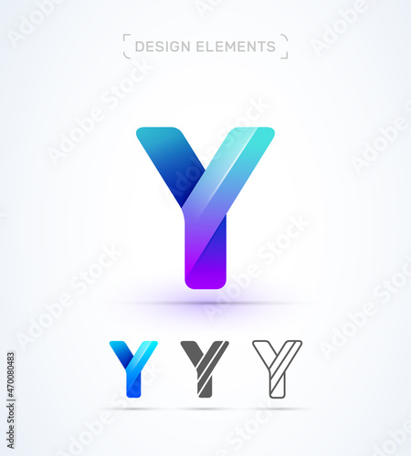Vector 3d letter Y. Logo design elements. Company sign, application icon.