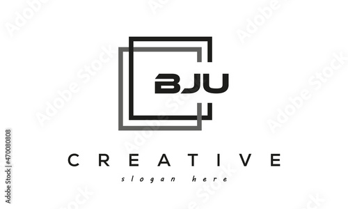 BJU square frame three letters logo design photo