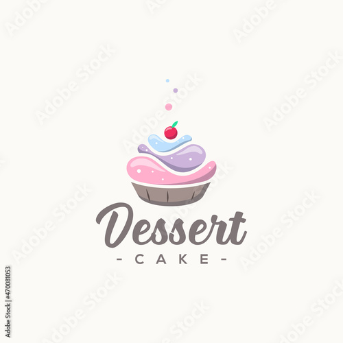 dessert cake logo flat vector