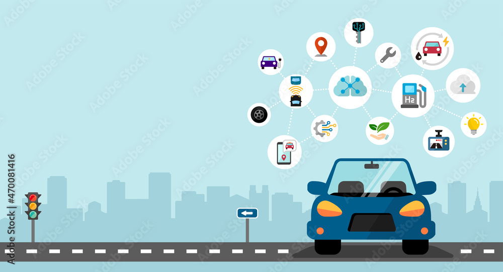 Smart car concept vector banner illustration ( no text )