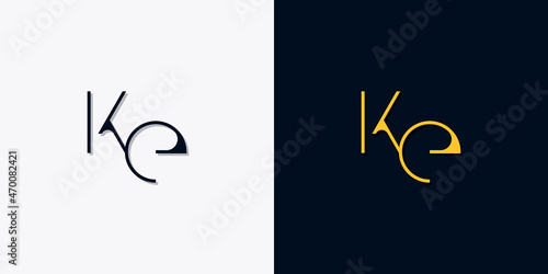 Minimalist abstract initial letters KE logo