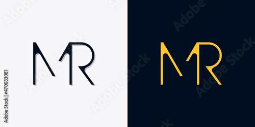 Minimalist abstract initial letters MR logo