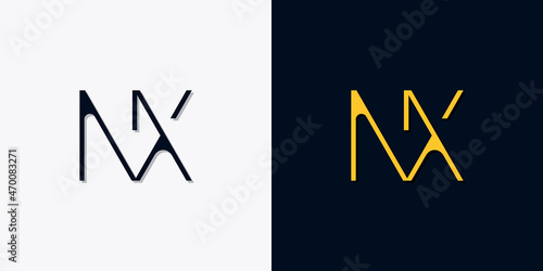 Minimalist abstract initial letters NX logo photo