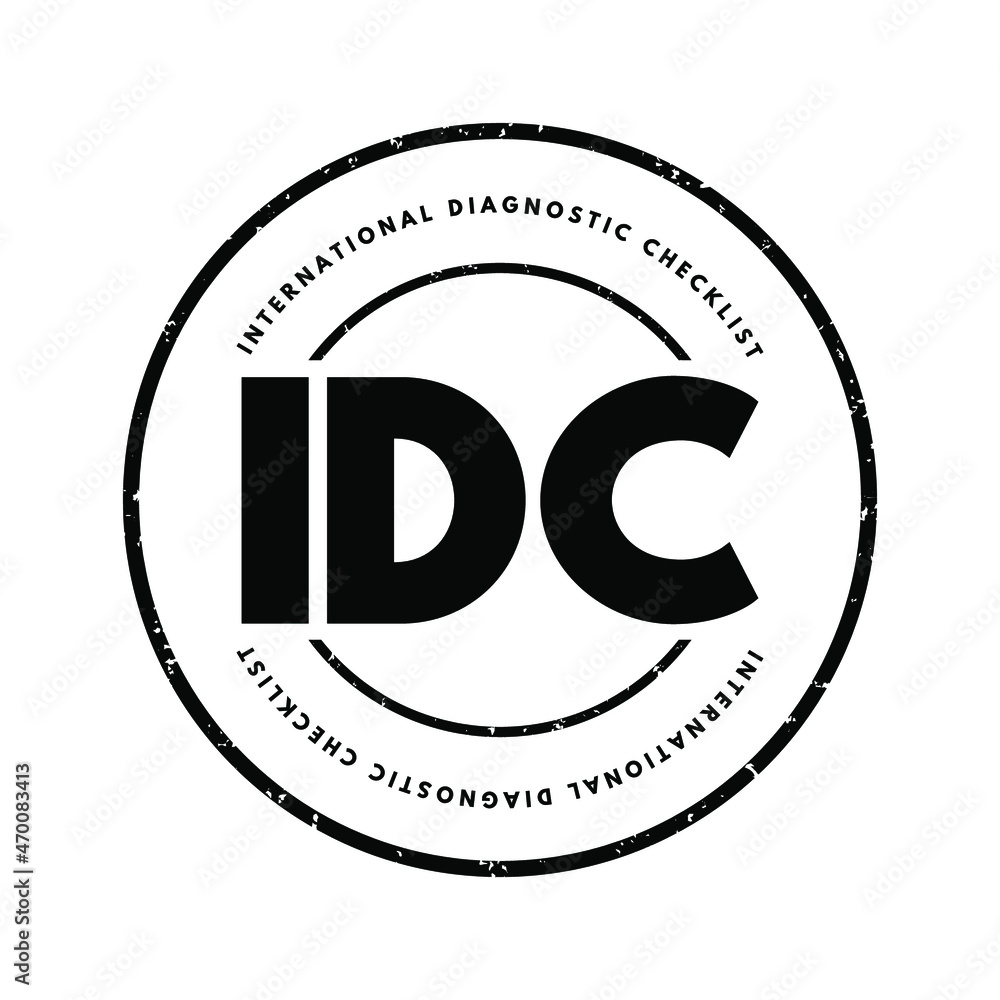 Naklejka premium IDC - International Diagnostic Checklist acronym, business concept background