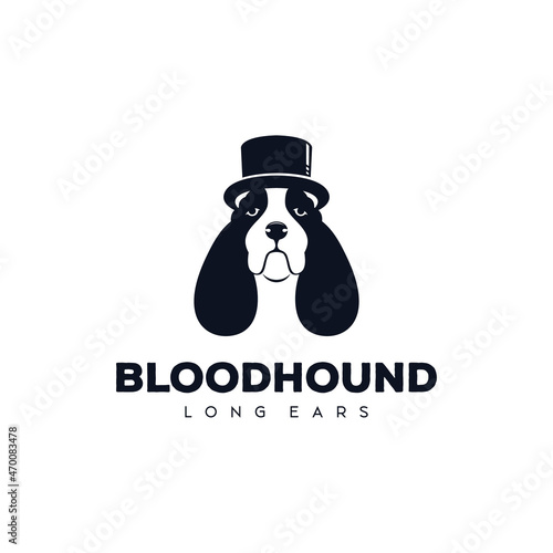 Bloodhound dog logo wearing cowboy hat vector illustration