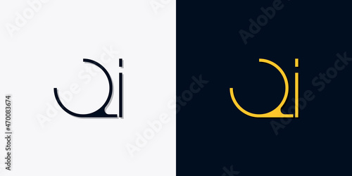 Minimalist abstract initial letters QI logo