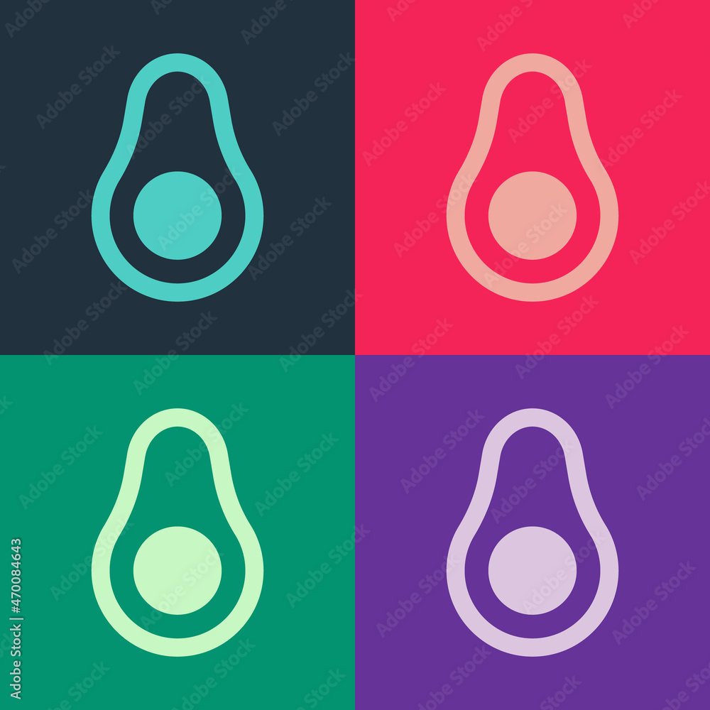 Pop art Avocado fruit icon isolated on color background. Vector Pop art Avocado fruit icon isolated on color background. Vector