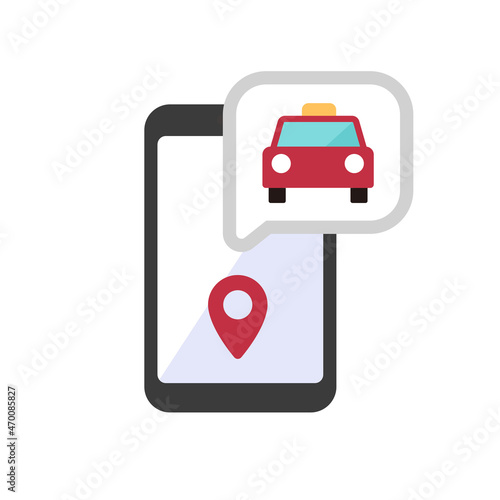Taxi (cab) app, ride share app vector icon illustration..