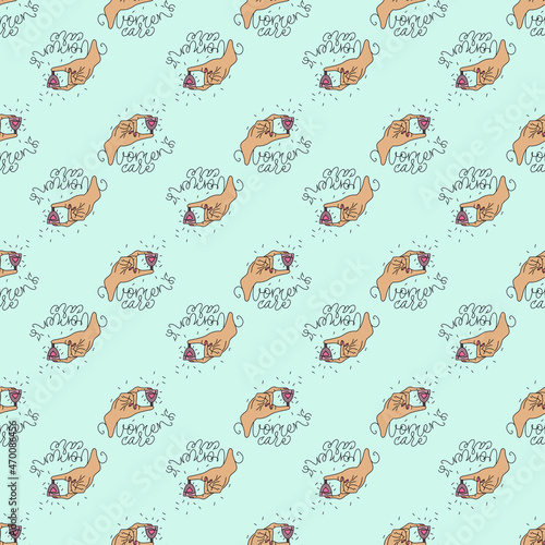 Seamless pattern of women health in menstrual period with calligraphy inscription.