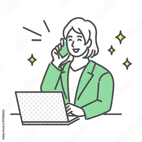 笑顔で仕事をする女性