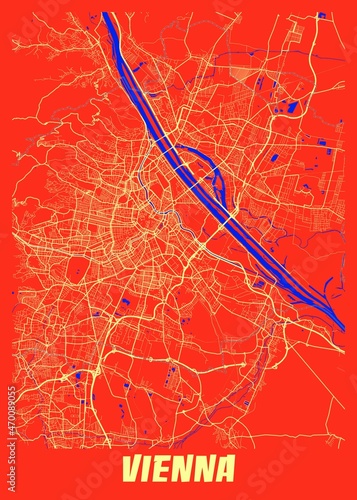 Photography Vienna - Austria Retro City Map