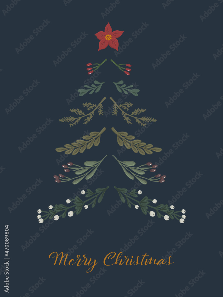 Creative, simple Christmas Card for December holidays vector template