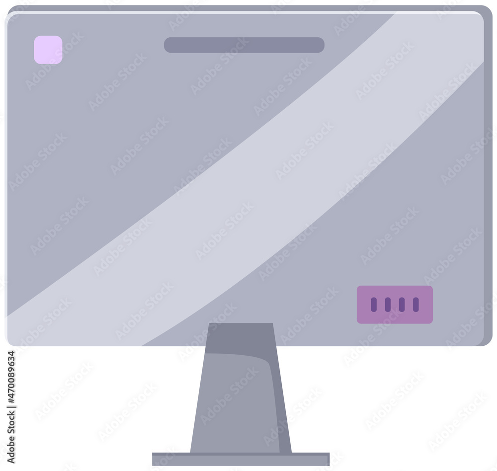 Gray monitor LCD display back view. Monitor computer equipment isolated