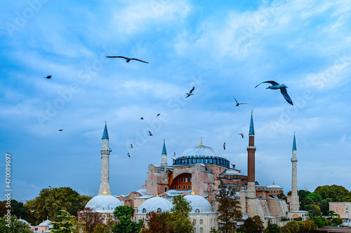 Hagia Sophia dome and minarets in the old Sultanahmet