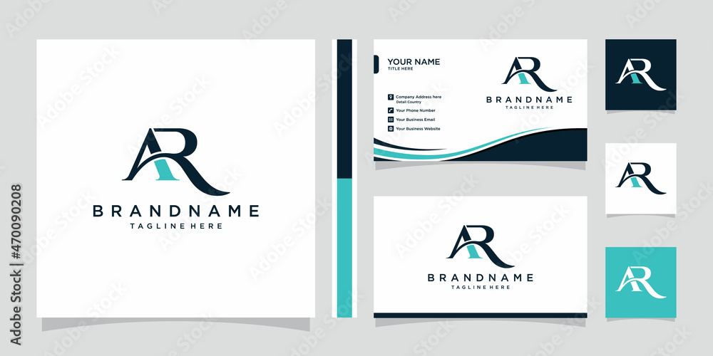 Initial Letter AR typography logo design vector with business card ...