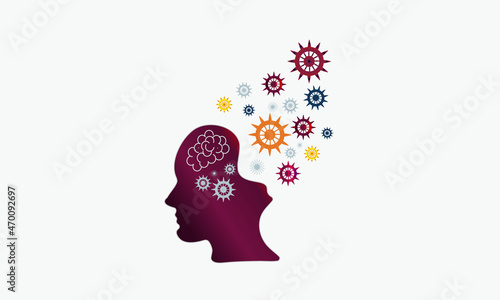 brain logo and clorful vector mind concept