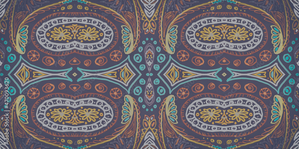 Mosaic rug background. Ethnic paisley texture.