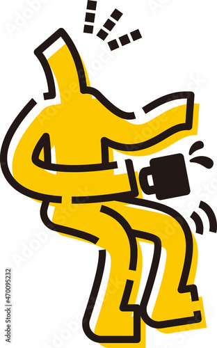 コーヒーを飲みながら談笑する棒人間