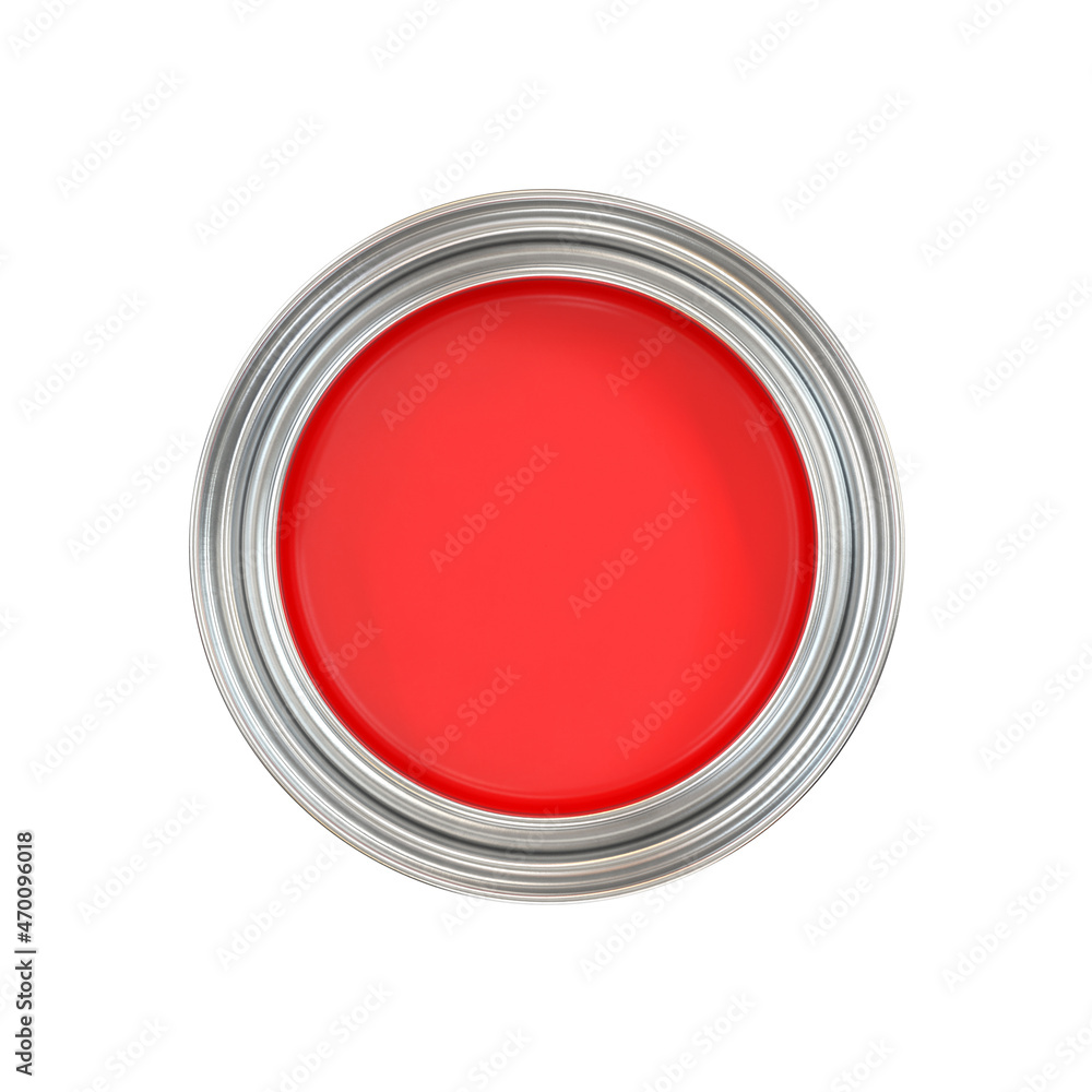 Open can of red paint top view, 3d render Open can of red paint top view, 3d render