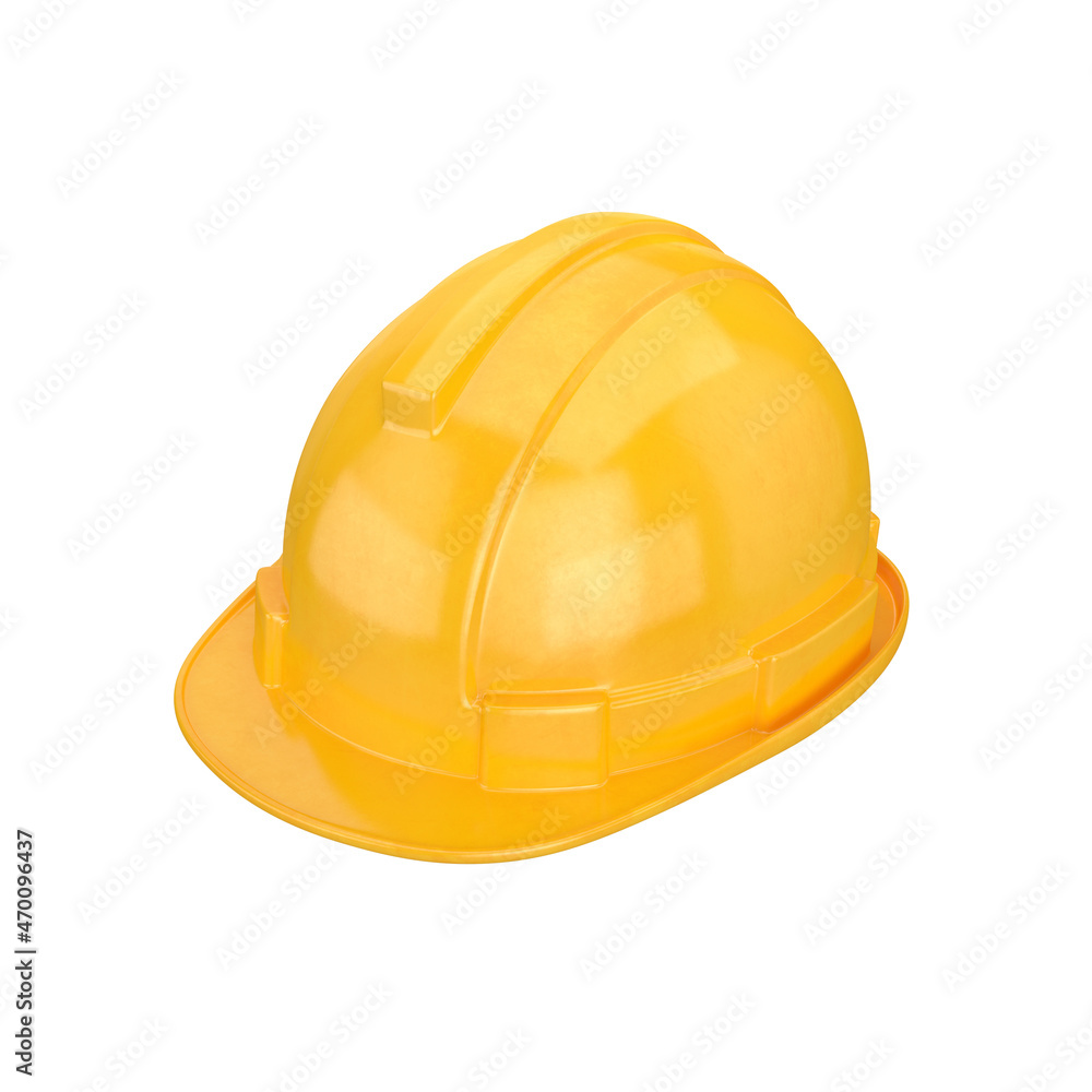 Hard hat yellow on white background, 3d render Hard hat yellow on white background, 3d render