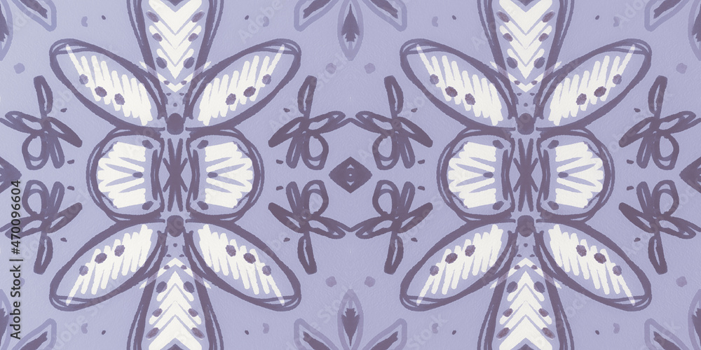 Fototapeta premium Hand drawn floral ethnic pattern. Seamless abstract batik print.
