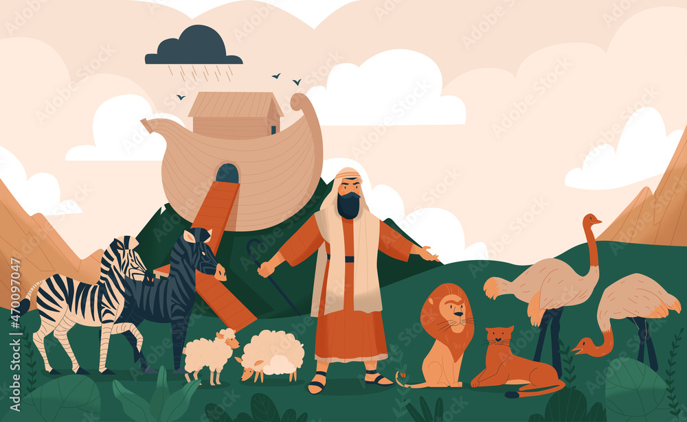 Fotografie Christ bible story noah ark composition