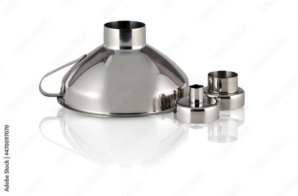 Steel funnel isolated on white background with clipping path Steel funnel isolated on white background with clipping path