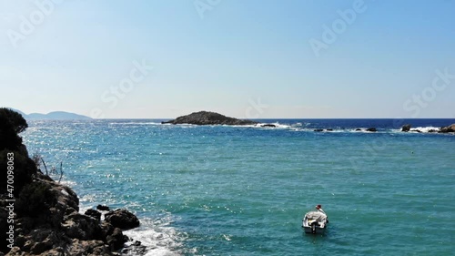 Aerial View Of  Turquoise Waters Of Jerusalem Beach In Erisos, Greece - drone shot photo