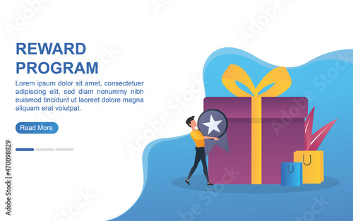 Wallpaper Mural Reward program concept with big gifts and the person who brought the star medal. Torontodigital.ca
