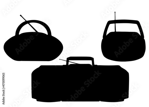 Large and small tape recorders. Vector image.