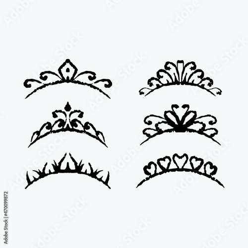 Crown drawing vector illustration. Set doodle crown vector illustration.