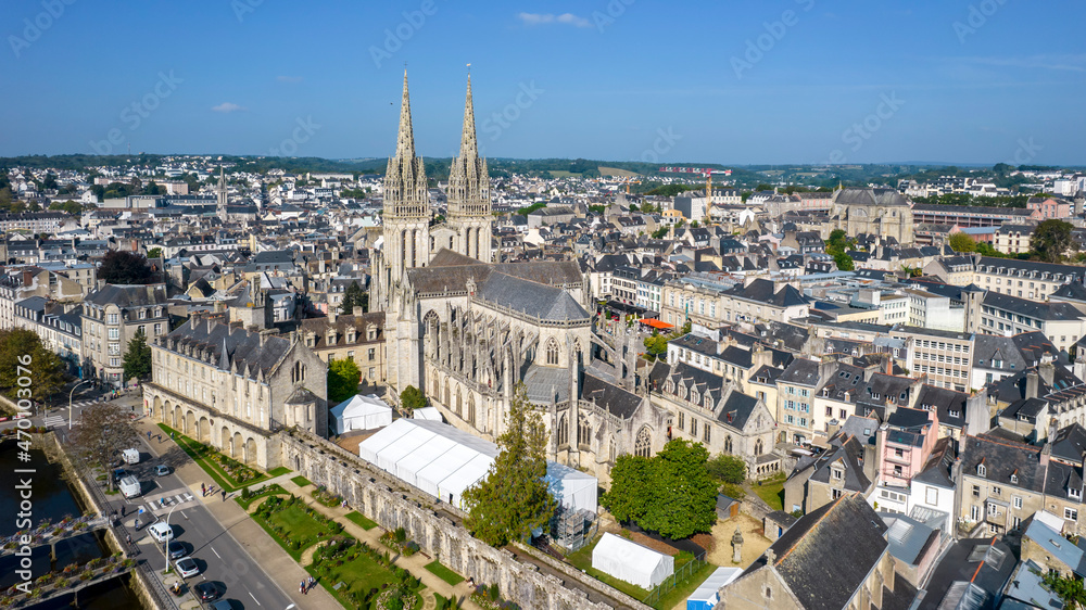 France, Brittany, Finistere, Quimper, Saint Corentin Cathedral