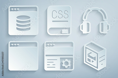 Free Download Set Debugging, Headphones, Browser window, Computer, Books about programming and Server, Data, Web Hosting icon. Vector - GFXLoad