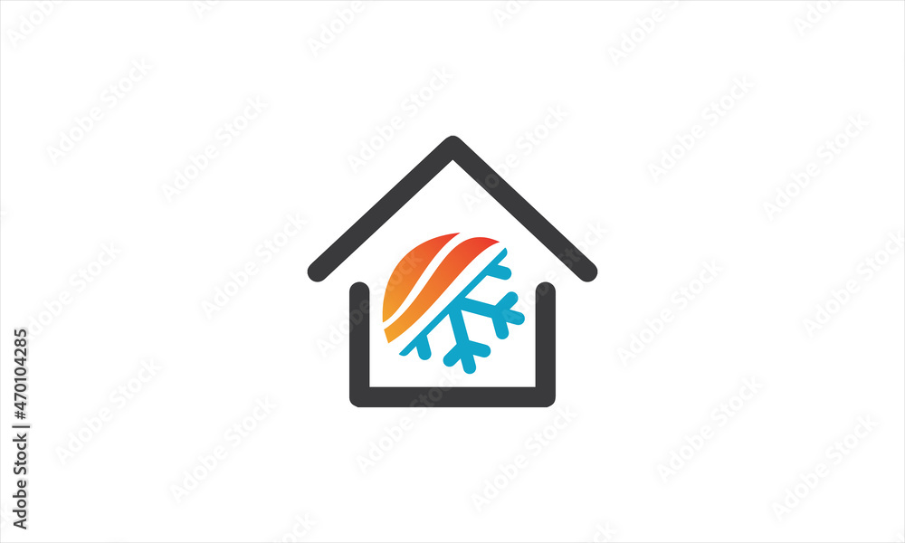 Innovative Heating and Cooling Logo Design Sign Graphic Layout
