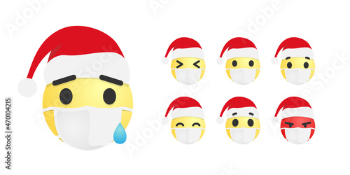 Set of emoji for winter holiday