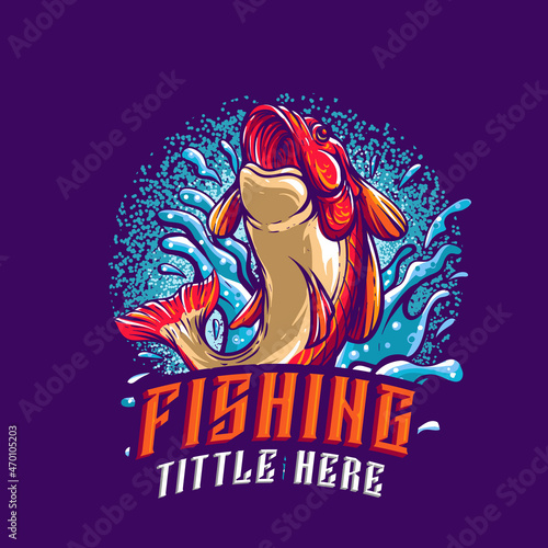templeate logo fishing in the wave